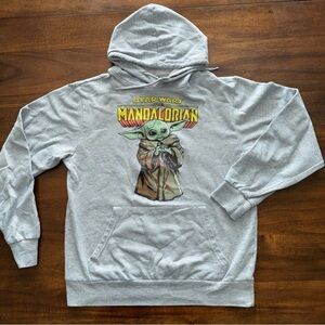 Star Wars The Mandalorian Grogu Baby Yoda Gray Hoodie Men’s Small S